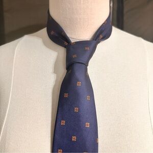 Lazarus Vintage Men's Tie Silk Blue Geometric Necktie Classic Office USA Made